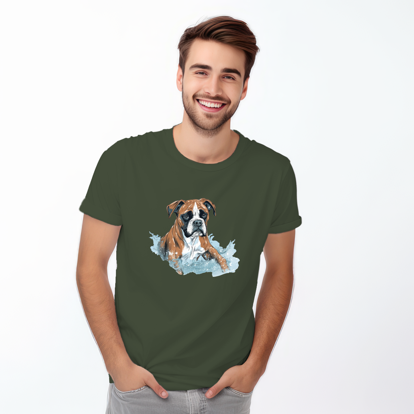 Copy of Boxer in water puddle Tshirt